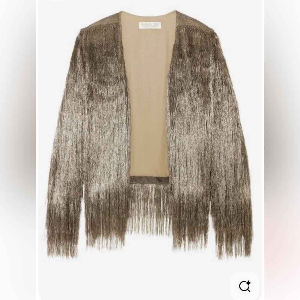Rachel Zoe Shimmering Fringe Cardigan - Gold - Picture 3 of 9